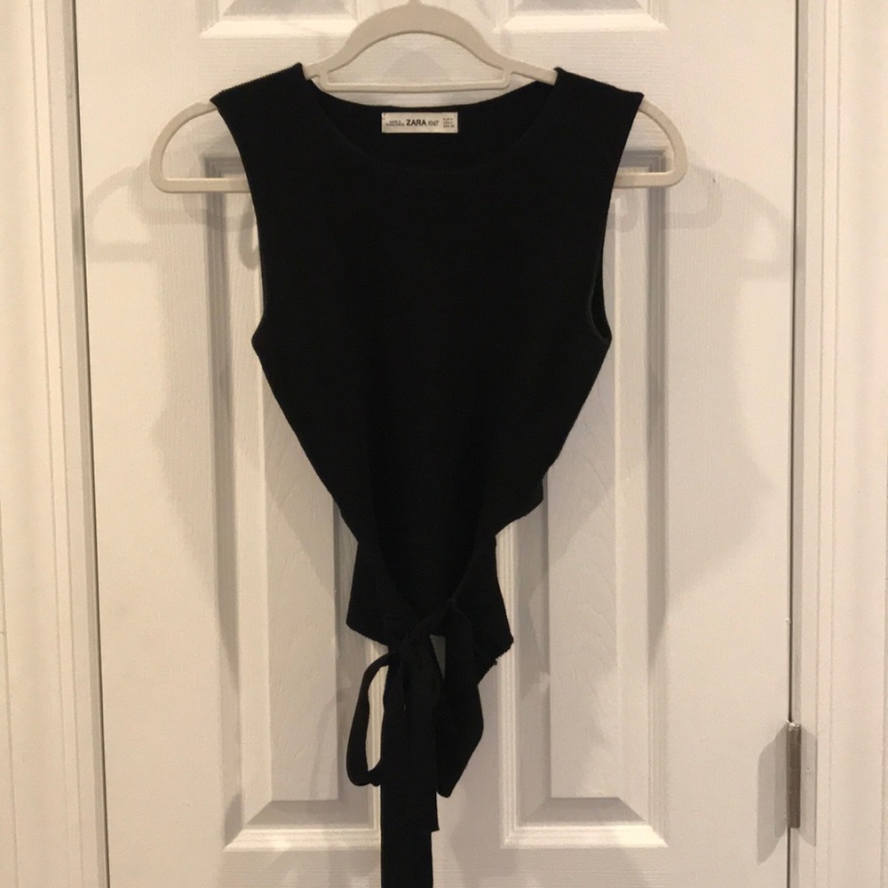 Zara black knit crop top